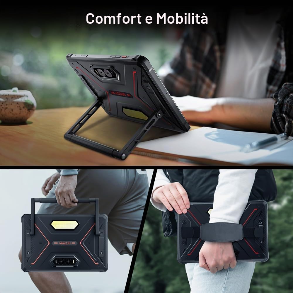 HOTWAV R9 Plus 4G Rugged Tablet 11 Pollici, 24GB+512GB+1TB Octa-core, 20080mAh Rugged Smartphone, 64MP+16MP, 2 Altoparlanti, IP68 Tablet Impermeabile, 4G LTE, 5G WIFI,OTG,GPS,Face ID,WIFI 5