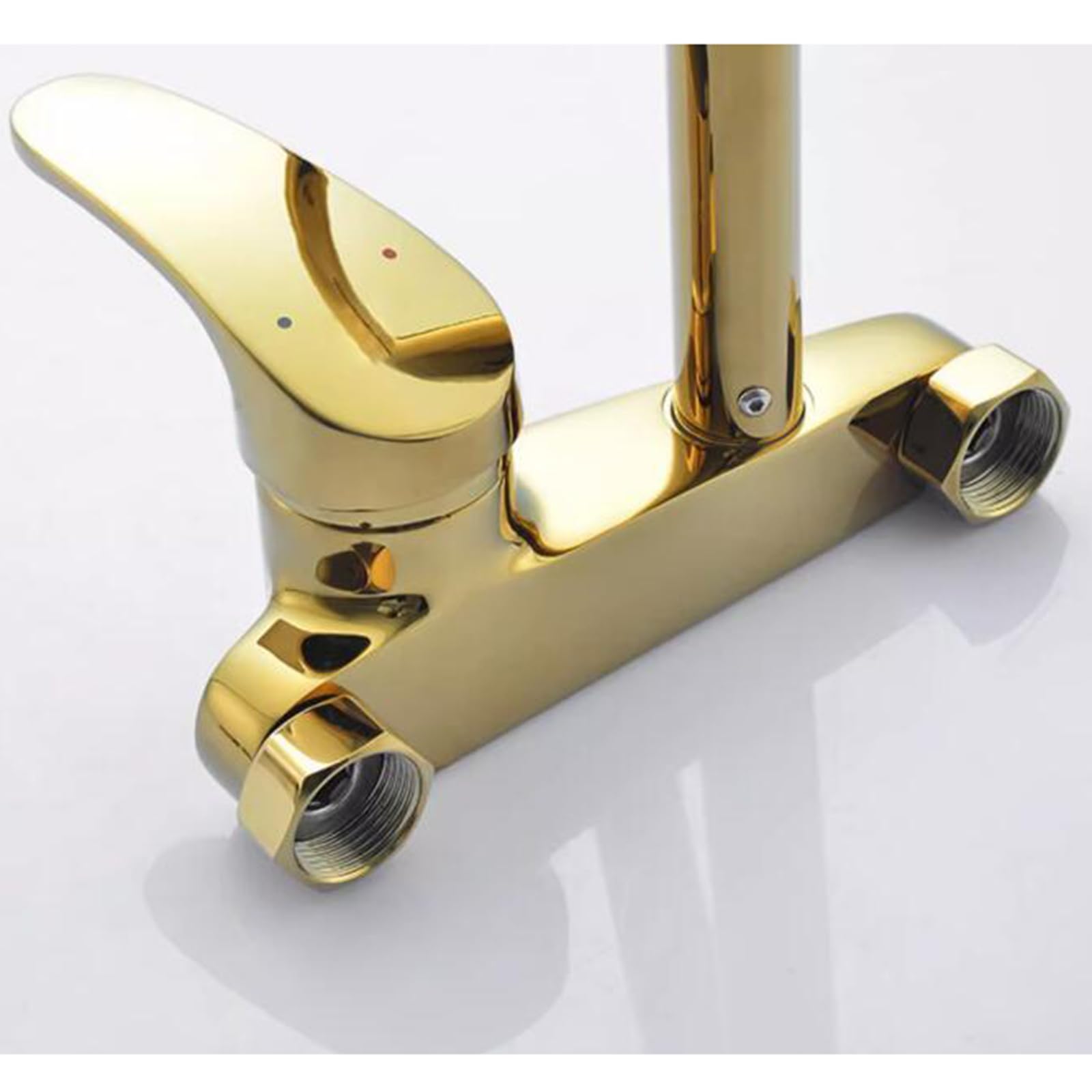 Grifo de Cocina de Pared Latón Giratorio Agua Fría y Caliente Monomando Grifo Cocina Pared Dorado-Oro