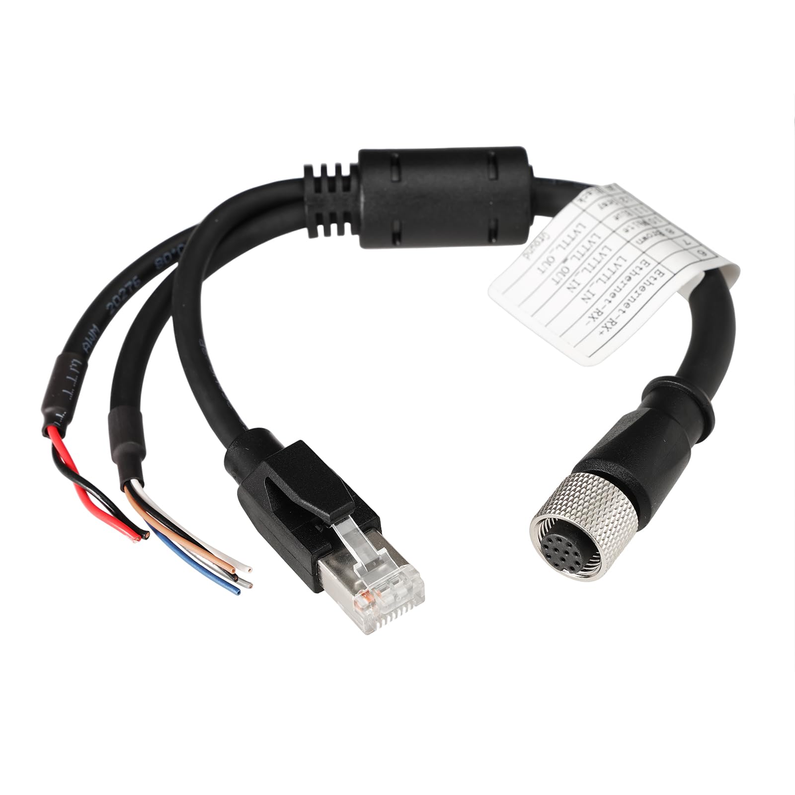 HangTon M12 Aviation 12 Pin Female Cable for DJI Livox Mid-360 LiDAR Sensor to Computer Ethernet Power Debugging, 1 to 3 Splitter, A-Coded Connector to RJ45 and Flying Leads, 25cm
