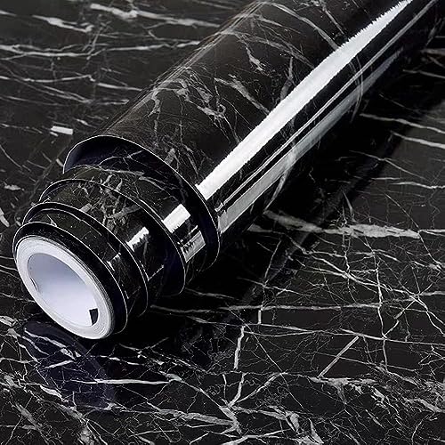 Image of TEKCOOL Wall Stickers DIY Wallpaper Vinyl Marble Wallpapers Peel and Stick Waterproof Wallpaper for Home Kitchen Countertop Cabinet Furniture Oil Proof Kitchen Stickers(Black-1 pc)!
