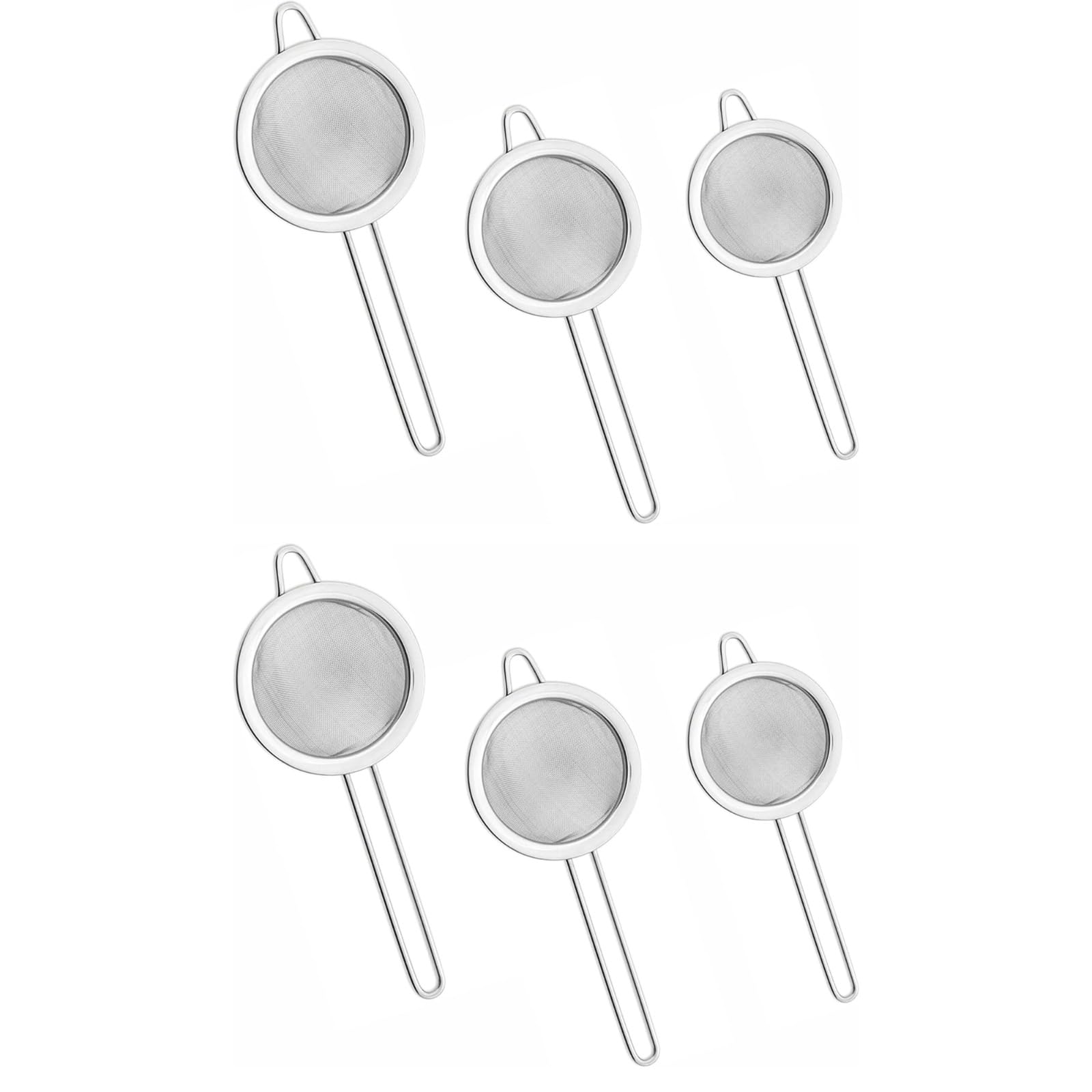 PEBBLE HUG Strainer Fine Mesh Sieve, Long-Lasting Performance, Comfortable Grip, Sleek Design, Sturdy Construction, Ergonomic Design, Reliability, (7cm 8cm 10cm), (2 Pcs)