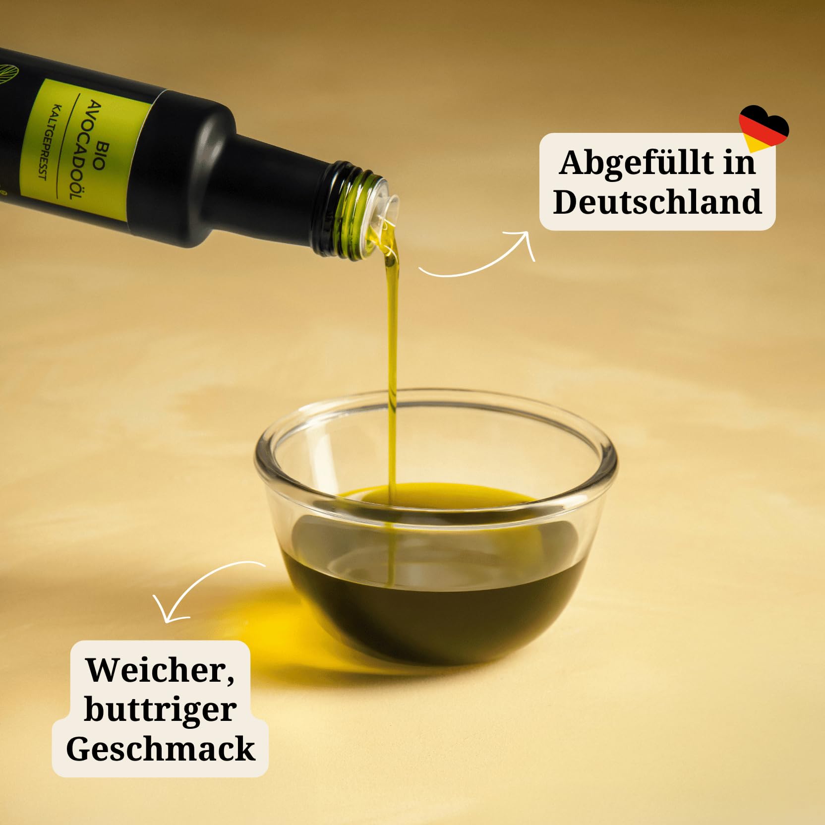 Natulio BIO Avocadoöl kaltgepresst 500ml doppelte Menge - zur Ernährung sowie zur Hautpflege geeignet - reich an Vitamin E und ungesättigten Fettsäuren - zertifiziert nach DE-ÖKO-006
