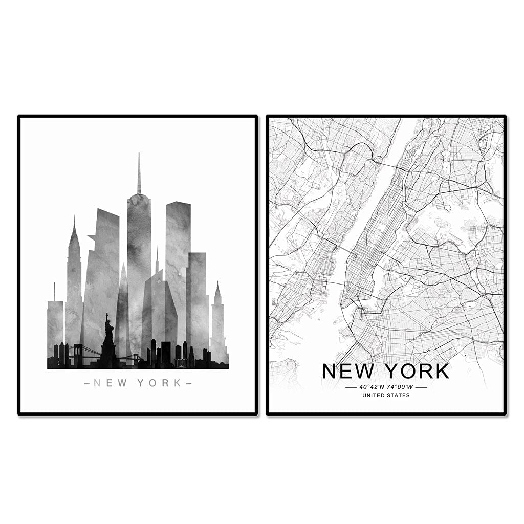 Buy New York Skyline, New York Wall Art, New York Street , Watercolor