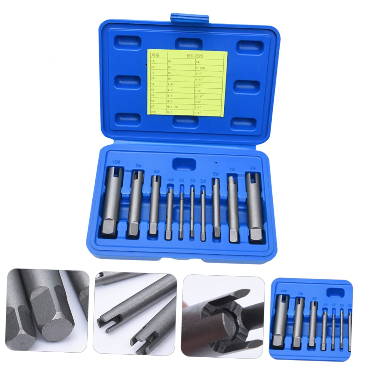 Mipcase Kit Estrattore di Viti Spanate Design a 4 Artigli 178 Cacciavite in Lega, 10 Pezzi per Rimuovere Maschi Rotti e Bloccati