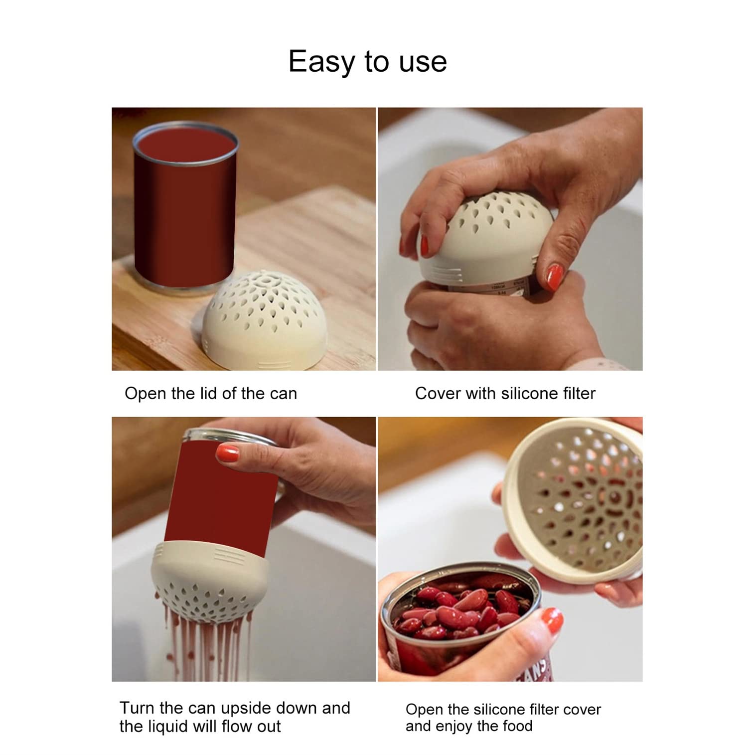 Can Strainer Mini Colander,Multifunctional Can Colander,Silicone Portable Can Filter Cover Strainer Food Mesh Colander,Quick Draining Strain Contain Food,Gadget for Tinned Fruit Beans,3Pcs