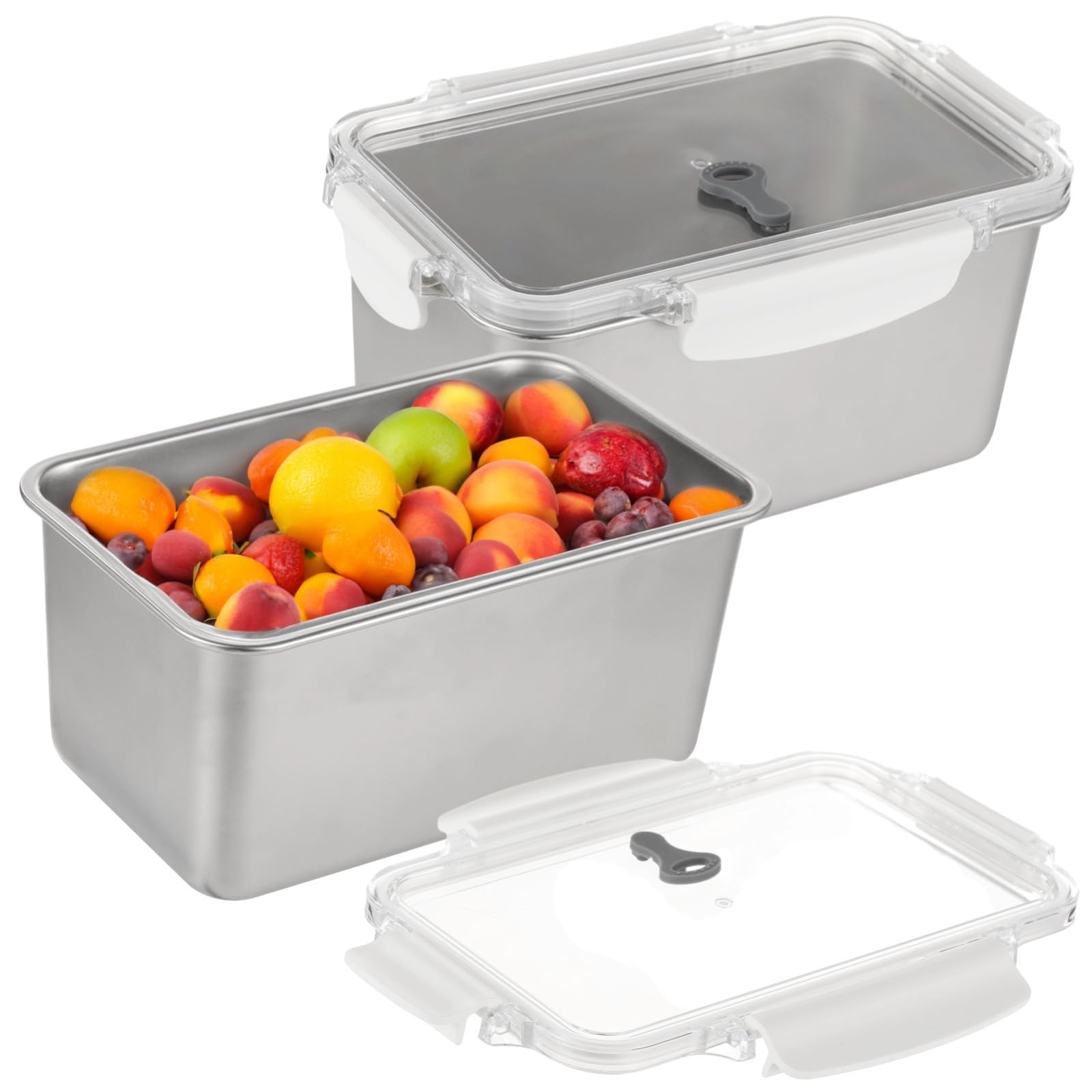 2 Stück Edelstahl-Frischhaltedosen, 2100 ml, auslaufsichere Box, mikrowellen- und kühlschranksicher, für Picknick zu Hause