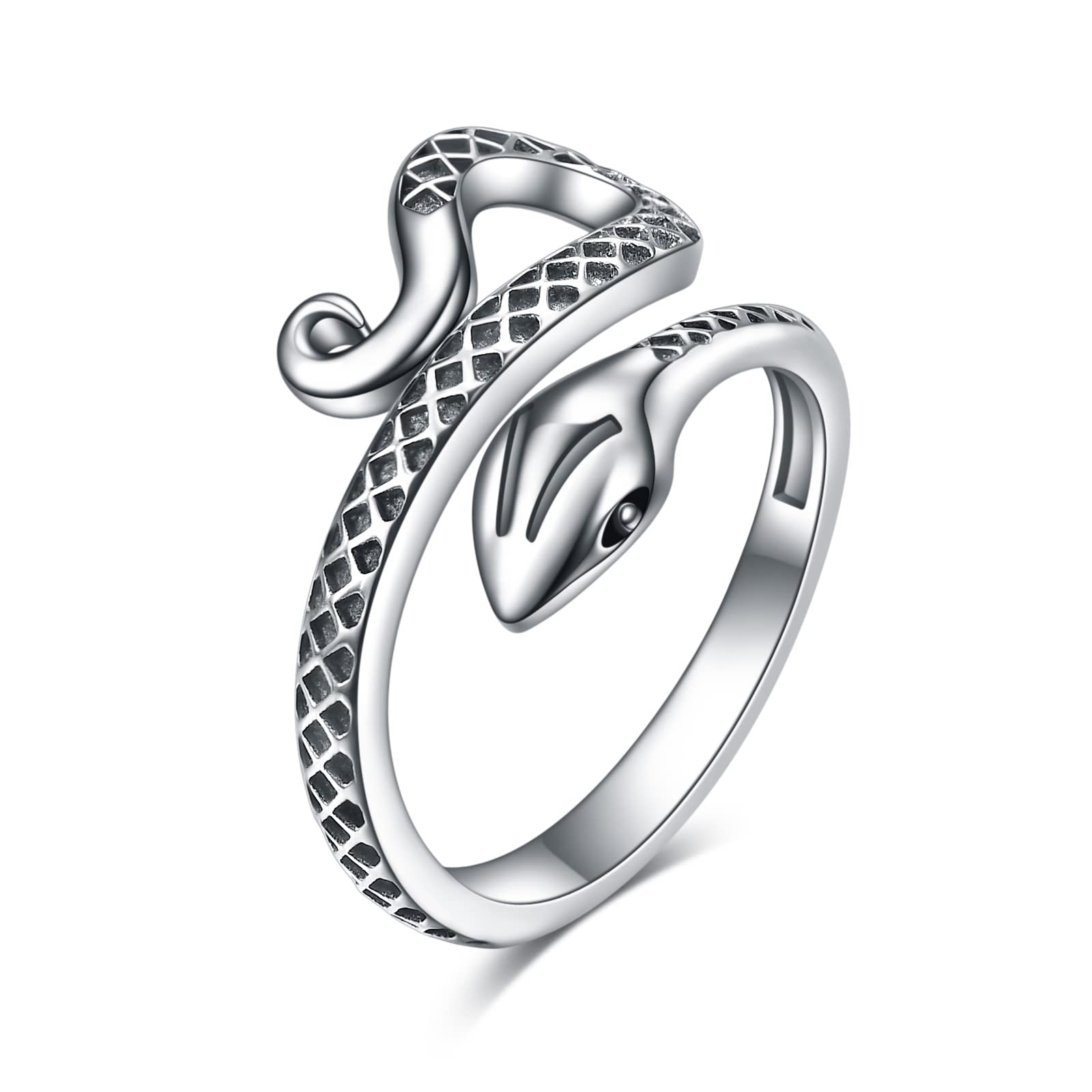YFN Anillos de animales de plata de ley con serpiente/águila, anillos abiertos ajustables para mujeres y hombres