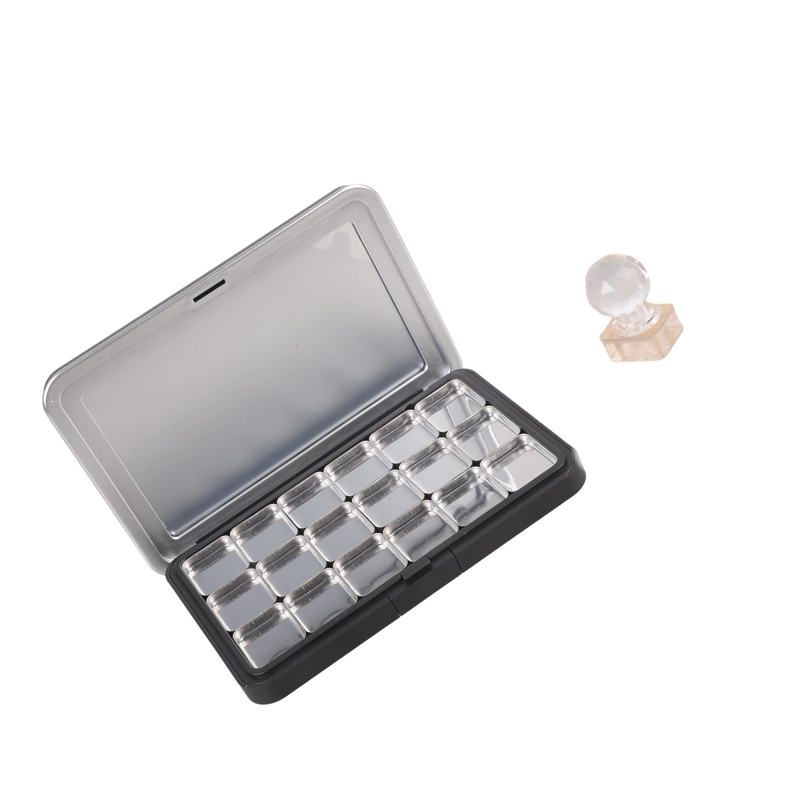 Limtula Sturdy Empty Makeup Palette with Glasses Securely Holds Eyeshadow Blushes Pans Thin and Portable Design Portable Makeup Case