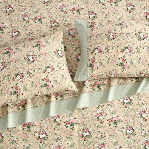 Image of Laura Ashley - King Sheet Set, Breathable Percale Cotton Bedding with Deep Pockets, Chic Home Decor, Oeko-Tex Certified (Serene Dream Brown, King)