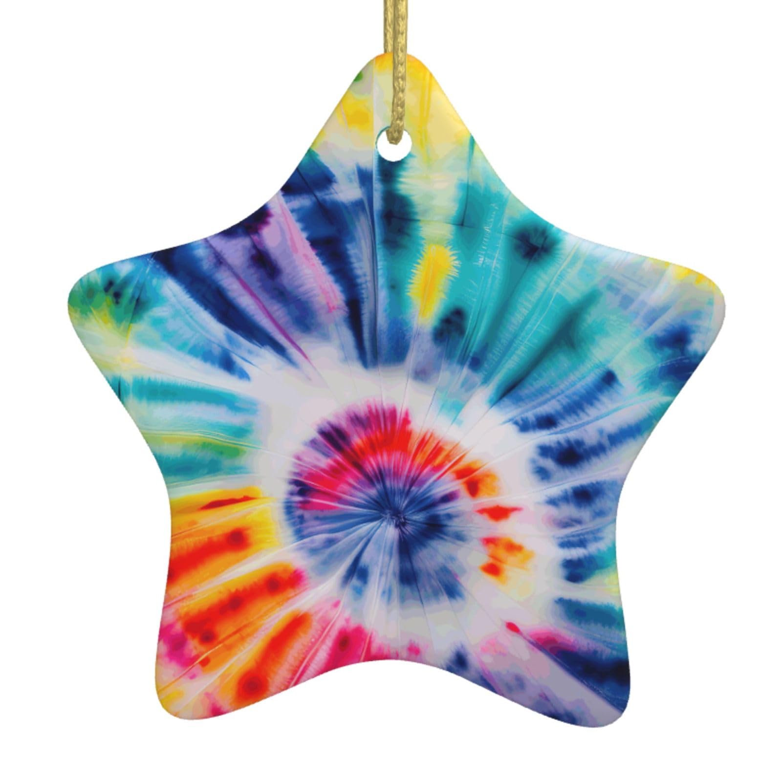 Beautiful World Rainbow Tribe Print Christmas Ornaments, Ceramic Hanging Ornament, Round Shape Decorations