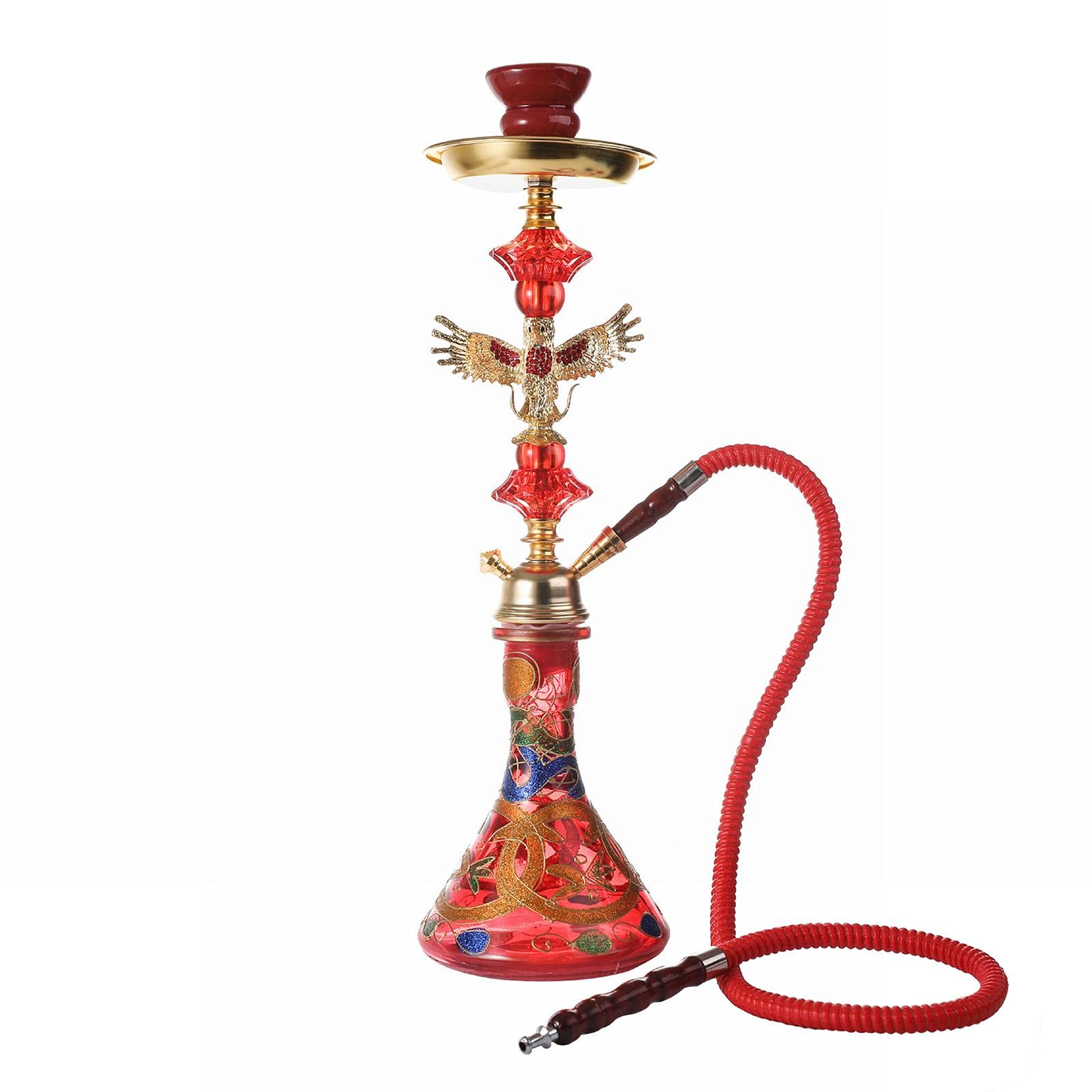 Shisha Set 2 Schläuche Aluminiumlegierung + Glas Reise Shisha Glas Einfach zu Demontieren und zu Reinigen