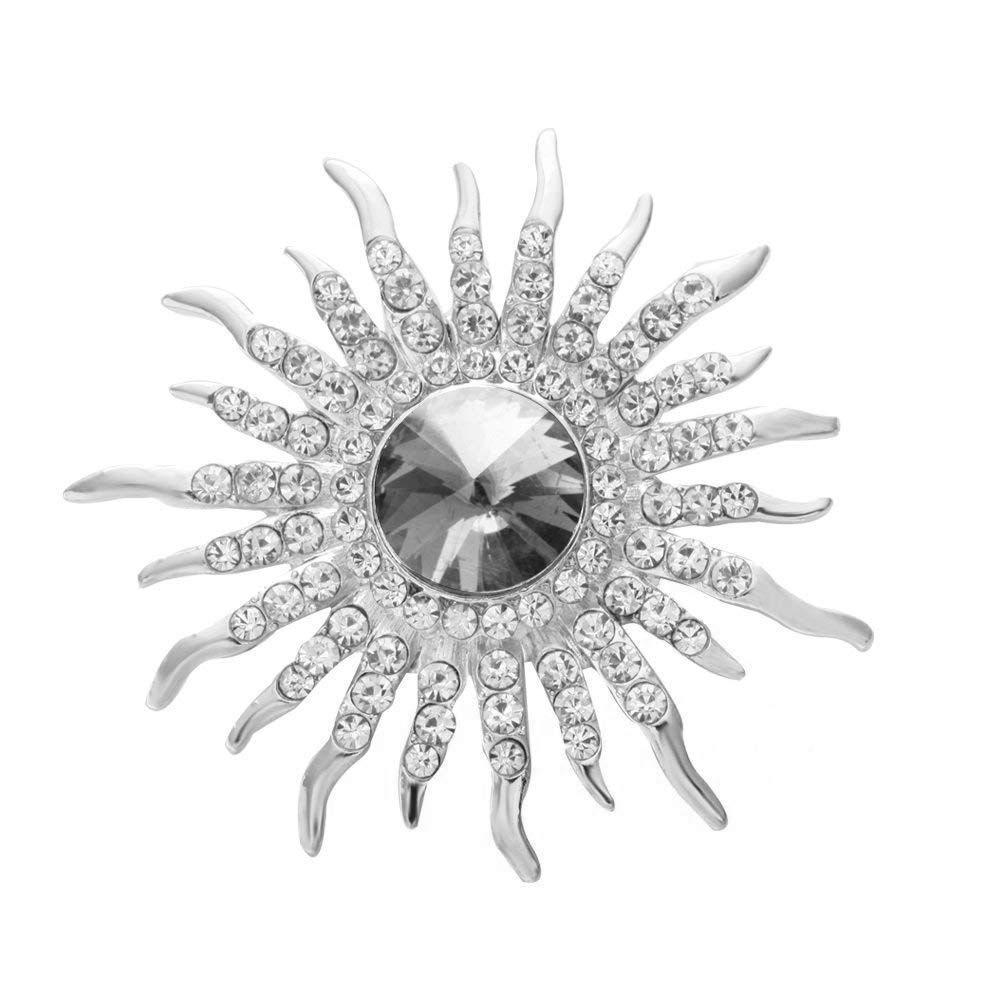 Sun Brooch Rose Gold Plated Fine Jewelry Nickel Free Luxury Jewelry (Silver)-picture-23