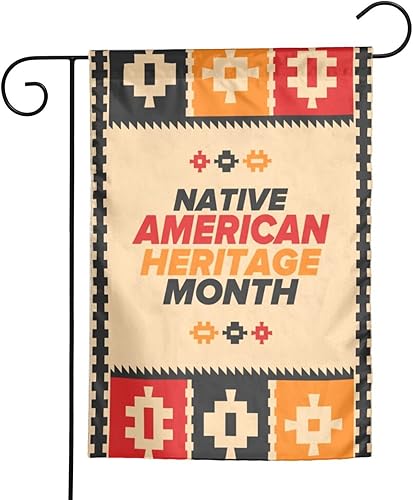 Miniatura 5 de Bandera de jardín del Mes de la Herencia Nativa Americana 2023 de doble cara vertical al aire libre, letrero decorativo de bienvenida para el hogar,