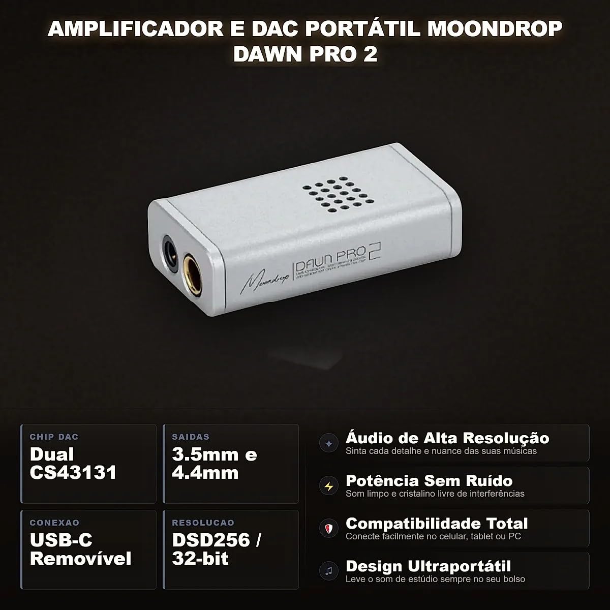 その他 Moon Drop Dawn Pro MOONDROP Dawn PRO 2 Decoder Headphone Amplifier 3.5/4.4 Phone Out