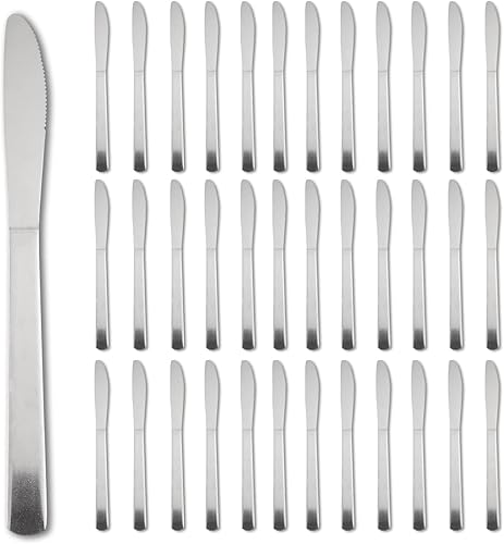 Juego de 36 cuchillos de cena - Cuchillos de mesa Windsor de acero inoxidable de 8.7 pulgadas con cuchillos de mantequilla aptos para lavavajillas,