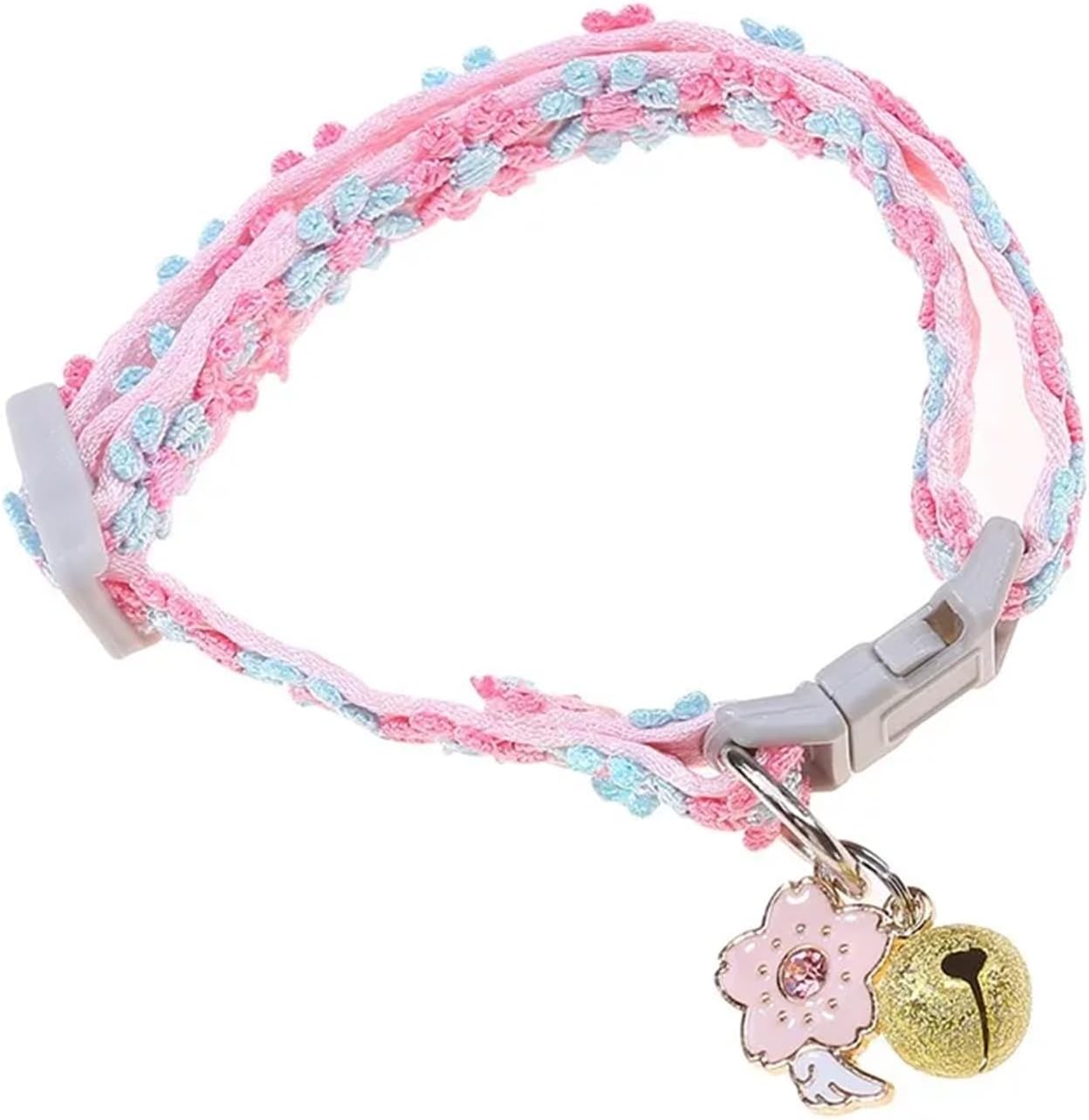 Cat Dog Collar Pet Collar Adjustable Colorful Lace Flower Cat Puppy Accessory Necklace Kitten Cute Dog Bell Product(Color2)