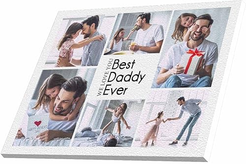 Miniatura 7 de Artsadd Lienzo decorativo personalizado para el día del padre, póster de lienzo personalizado blanco con texto en inglés "Best Daddy Ever", lienzo