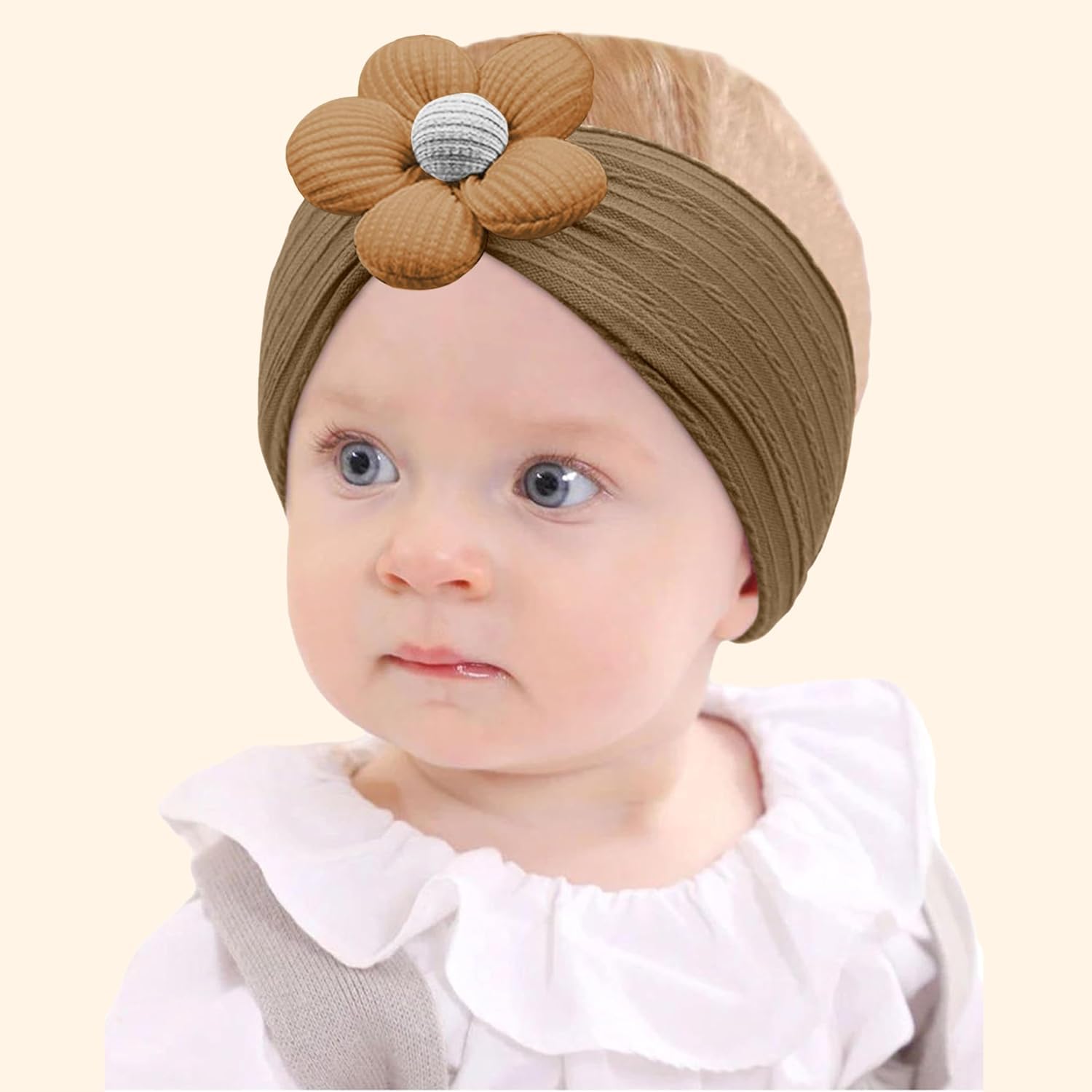 Baby Floral Headband for Baby Girls | Soft Stretch Flower Hairband | Stylish Toddler & Newborn Hair Accessory | Comfortable Elastic Headband for Photoshoots, Parties & Daily Wear-image-2