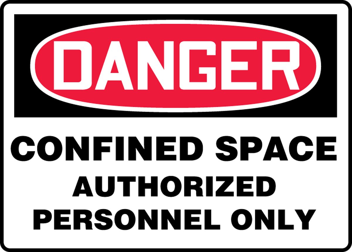 Accuform MCSP011XT Dura-Plastic Sign, Legend"DANGER CONFINED SPACE AUTHORIZED PERSONNEL ONLY", 14" Length x 20" Width x 0.060" Thickness, Red/Black on White