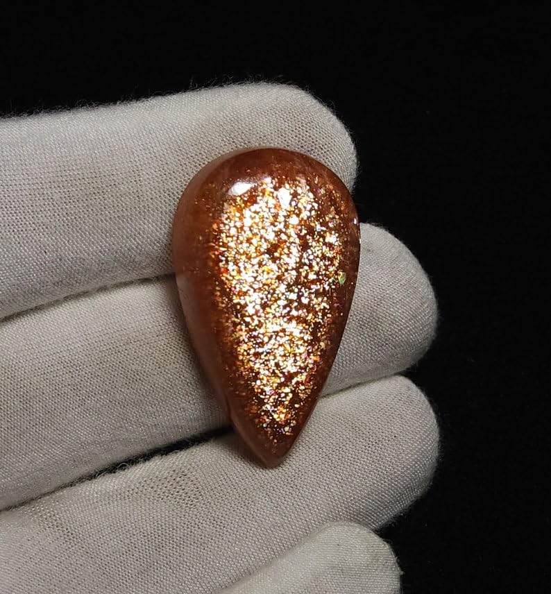 Pierre de soleil rouge naturelle en cabochon poire pour créer vos colliers et bagues DIY - 2