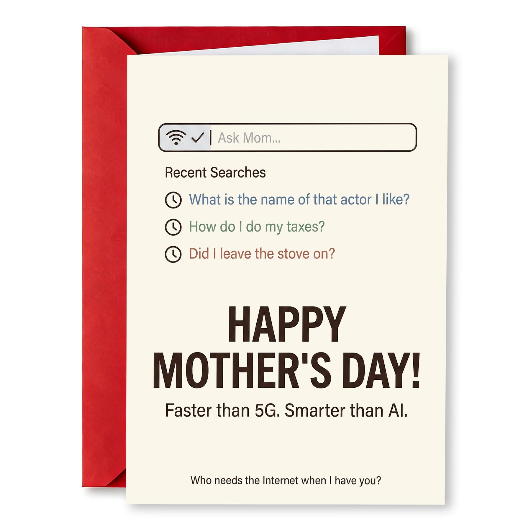 Photo 1 of **2 PACK**PTRUKD Funny Mother's Day Card - Internet Search Bar Joke Greeting Card - Humor for Mom from Son Daughter - 400gsm Thick Paper