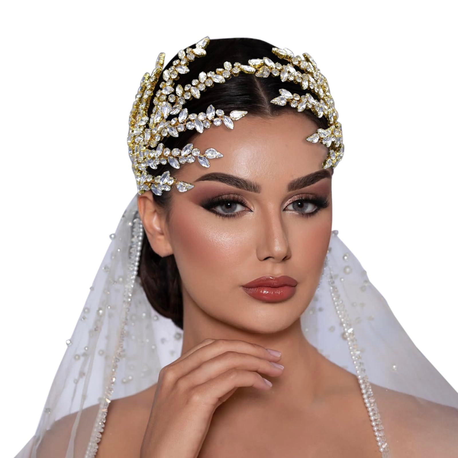 Cerchietto per capelli da sposa, accessorio per capelli da sposa fatto a mano (oro)