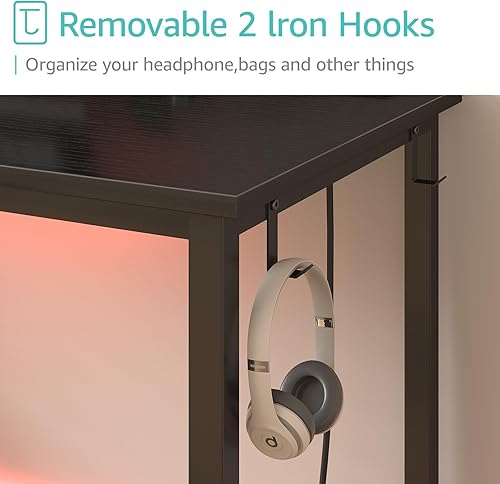 Miniatura 35 de Lufeiya Escritorio para computadora de 40 pulgadas con toma de corriente, mesa de estudio para adolescentes de 39 pulgadas, escritorio de trabajo en