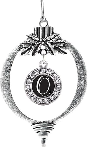 Miniatura 185 de Inspired Silver - My Vintage Initials - Adorno con dije de letra V - Adornos navideños de círculo plateado con joyas de circonita cúbica