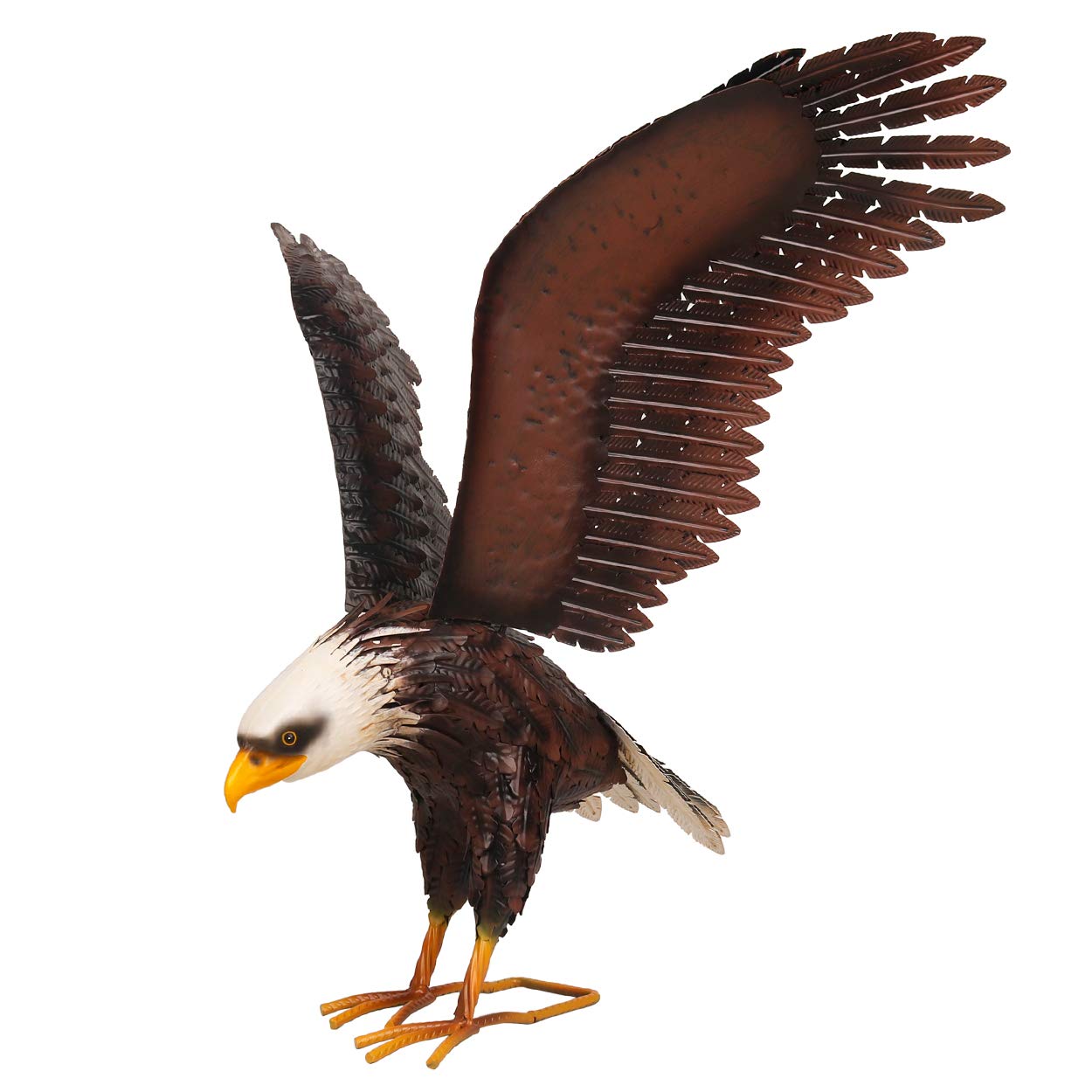 Kircust Garden Sculpture & Statue, Bald Eagle Large Outdoor Statues Metal Yard Art, Majestic America Eagle Bird Décor for Patio Yard and Lawn, 40.6-Inch Wide
