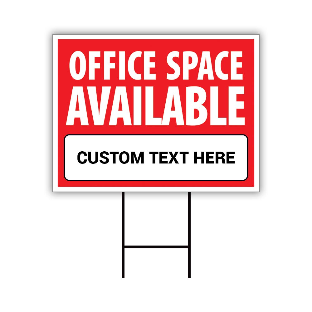 Office Space Available Yard Sign Personalized 24" x 18" - Coroplast Visible Text Long Lasting Rust Free Custom Office Space Available Rent Lease Sign