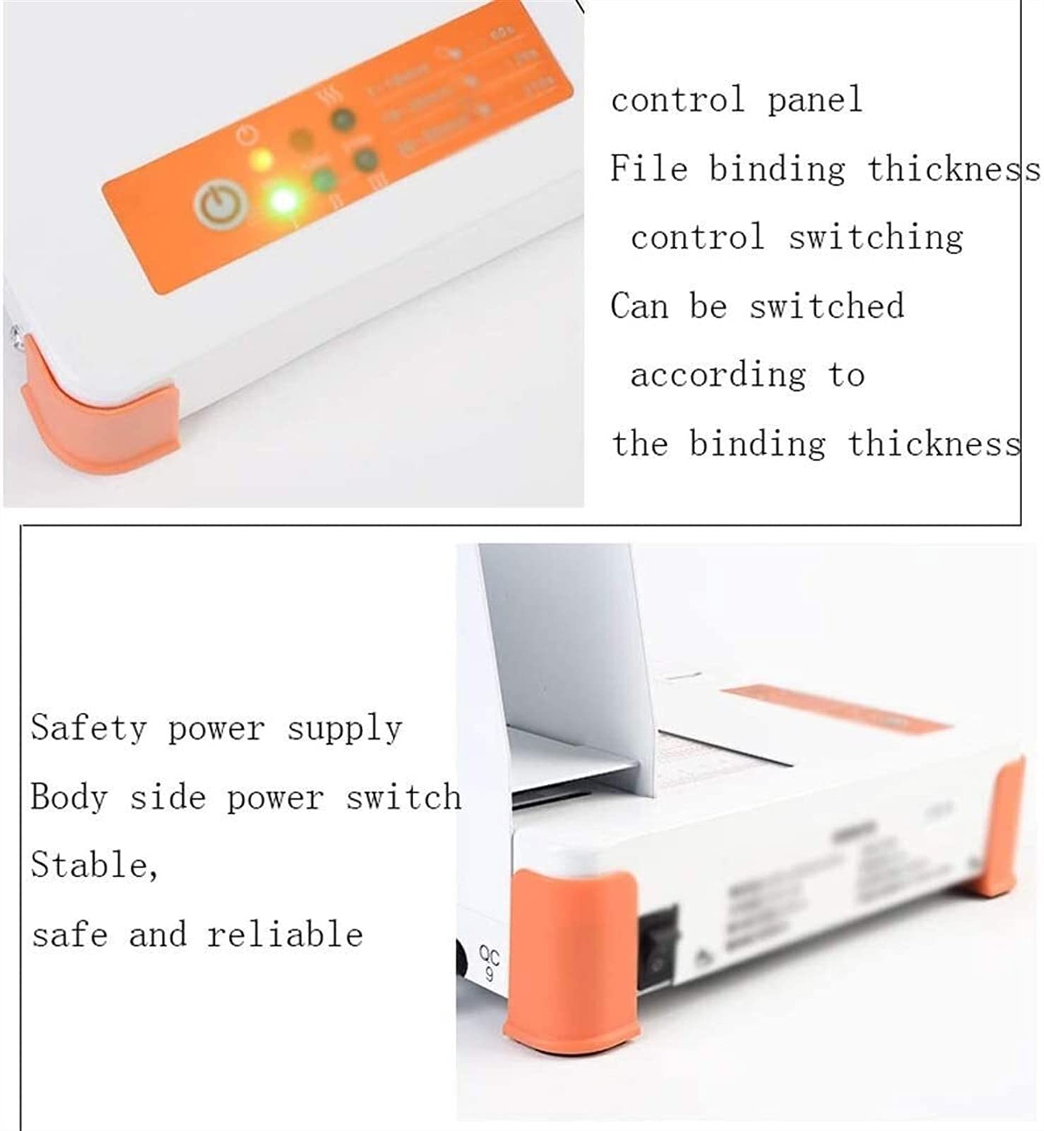 Accessori per Ufficio, rilegatrice per carichi Pesanti Rilegatrice Automatica in plastica Hot Melt Certificato finanziario Wireless Rilegatrice per Carta A4 50 mm (Color : Orange+w
