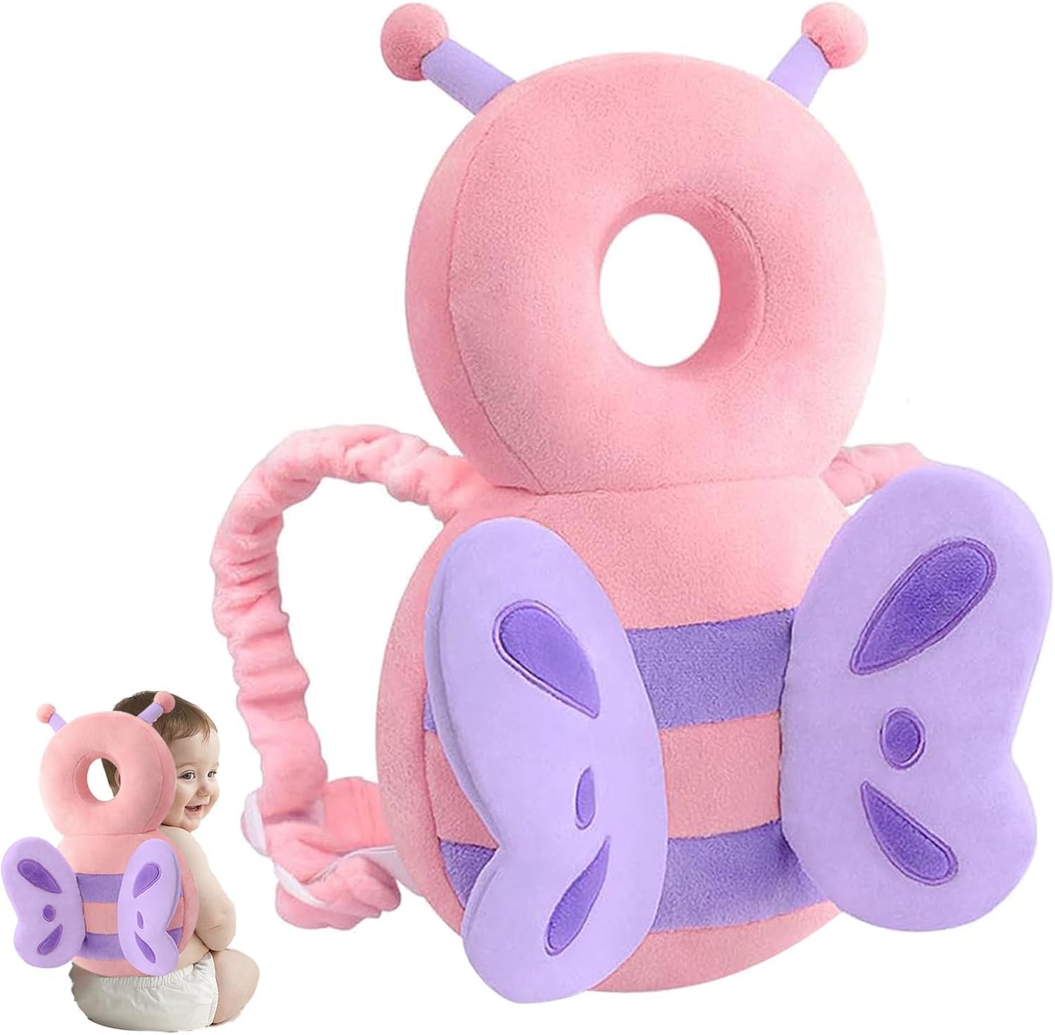 Protector Cabeza Bebe AUEJACKY Mochila Anticaida Bebe, Mochila Protectora Cabeza Bebe, Almohadilla Protectora Para La Cabeza Para Que Los Bebés Se Arrastren Y Caminen－Mariposa Rosa (K)