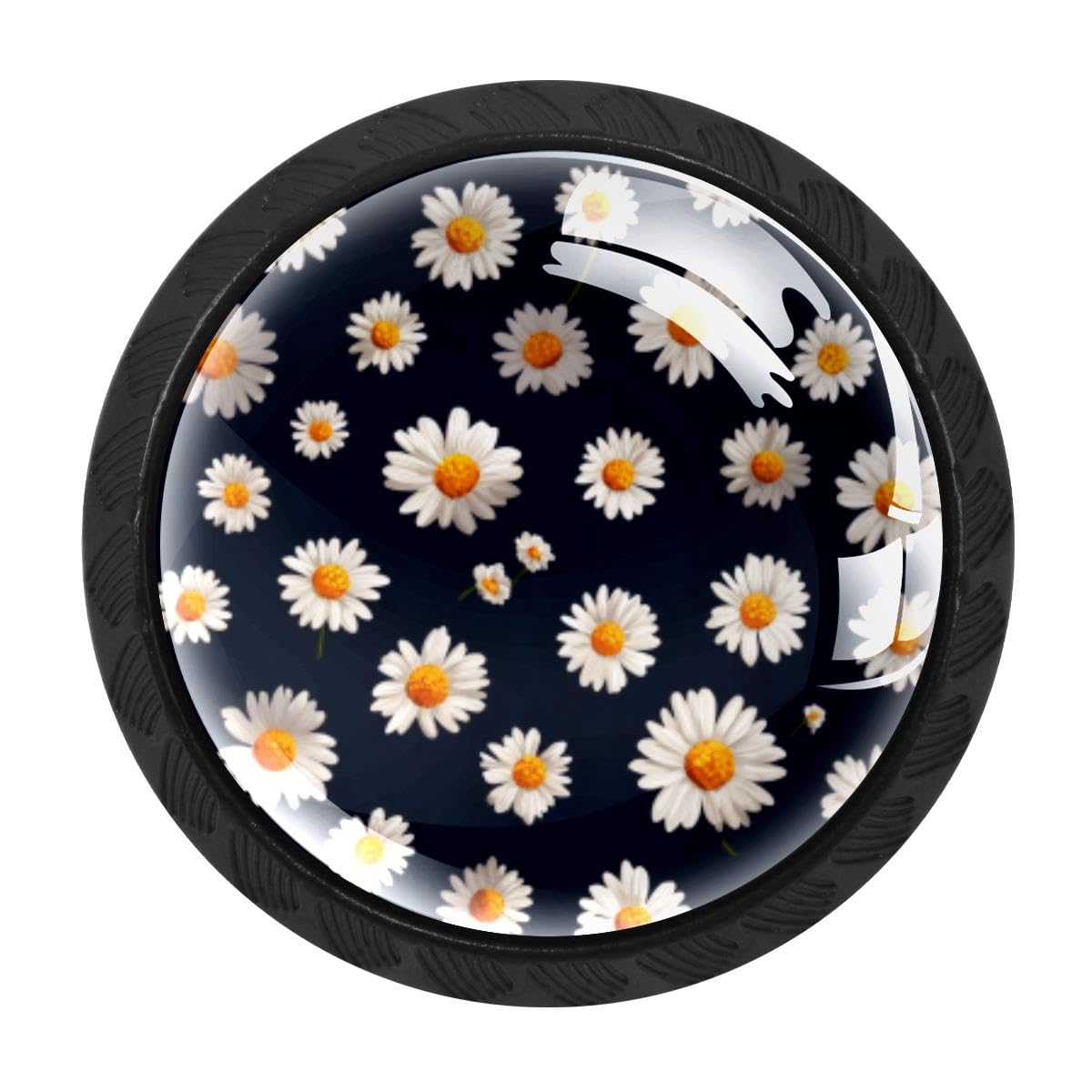 HEOEH 4 PCS Kitchen Cabinet Knobs, Daisies Drawer Knobs Dresser Handles