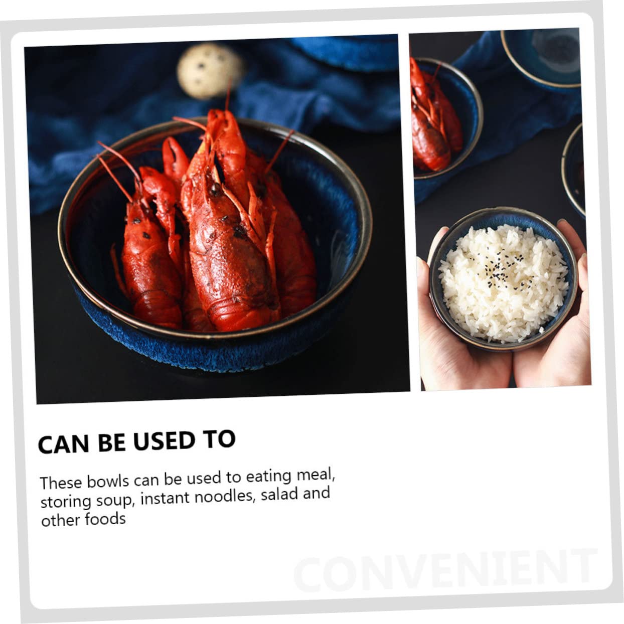 OUNONA Japanese Style Rice Bowl Gradient Soup Salad Bowl Design for Home Use Dishwasher Microwave Safe for Noodles Pasta Fruits and Everyday Meals