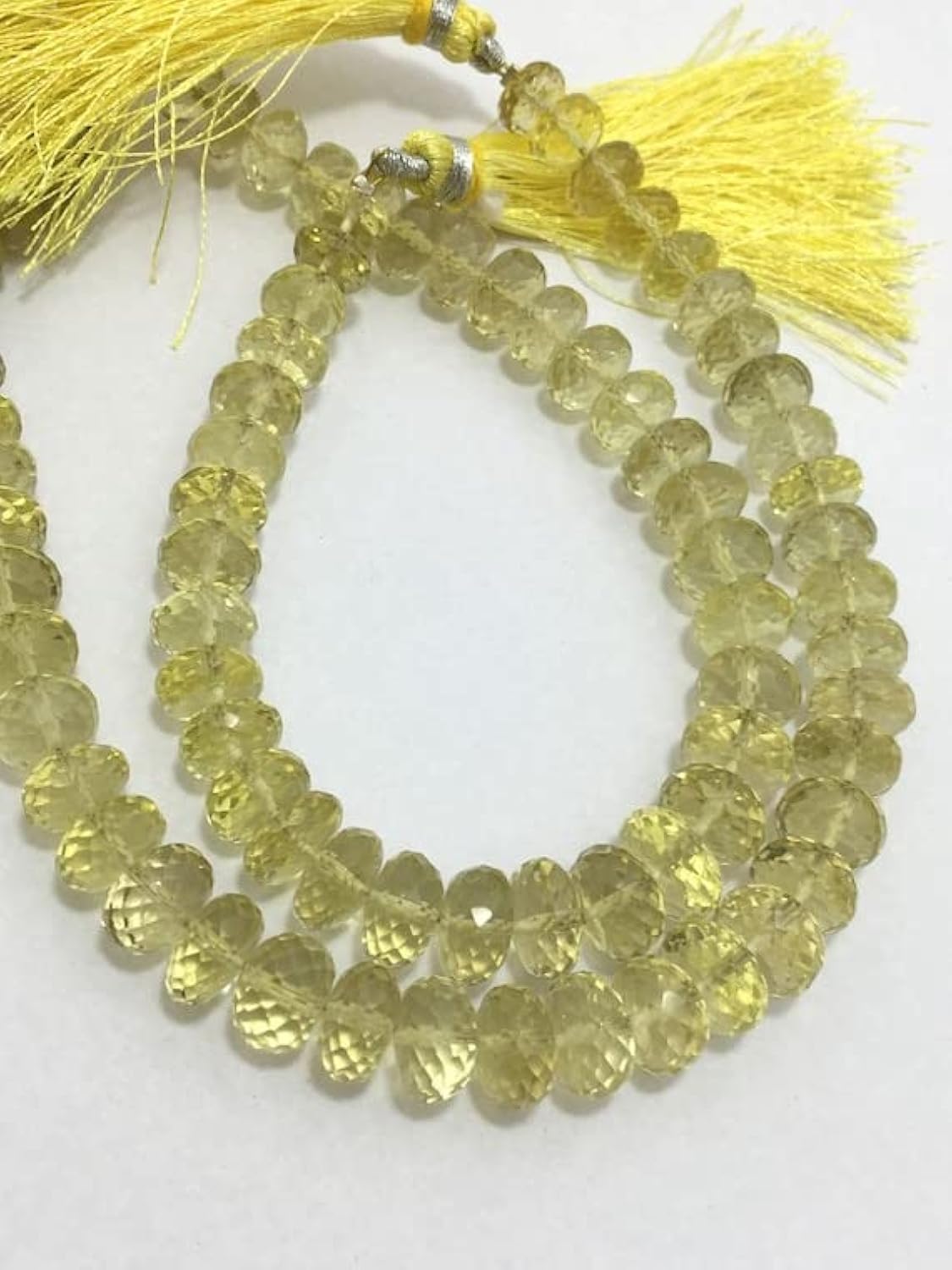 Perles rondelles facettées en quartz citron naturel de 8 à 10mm pour création