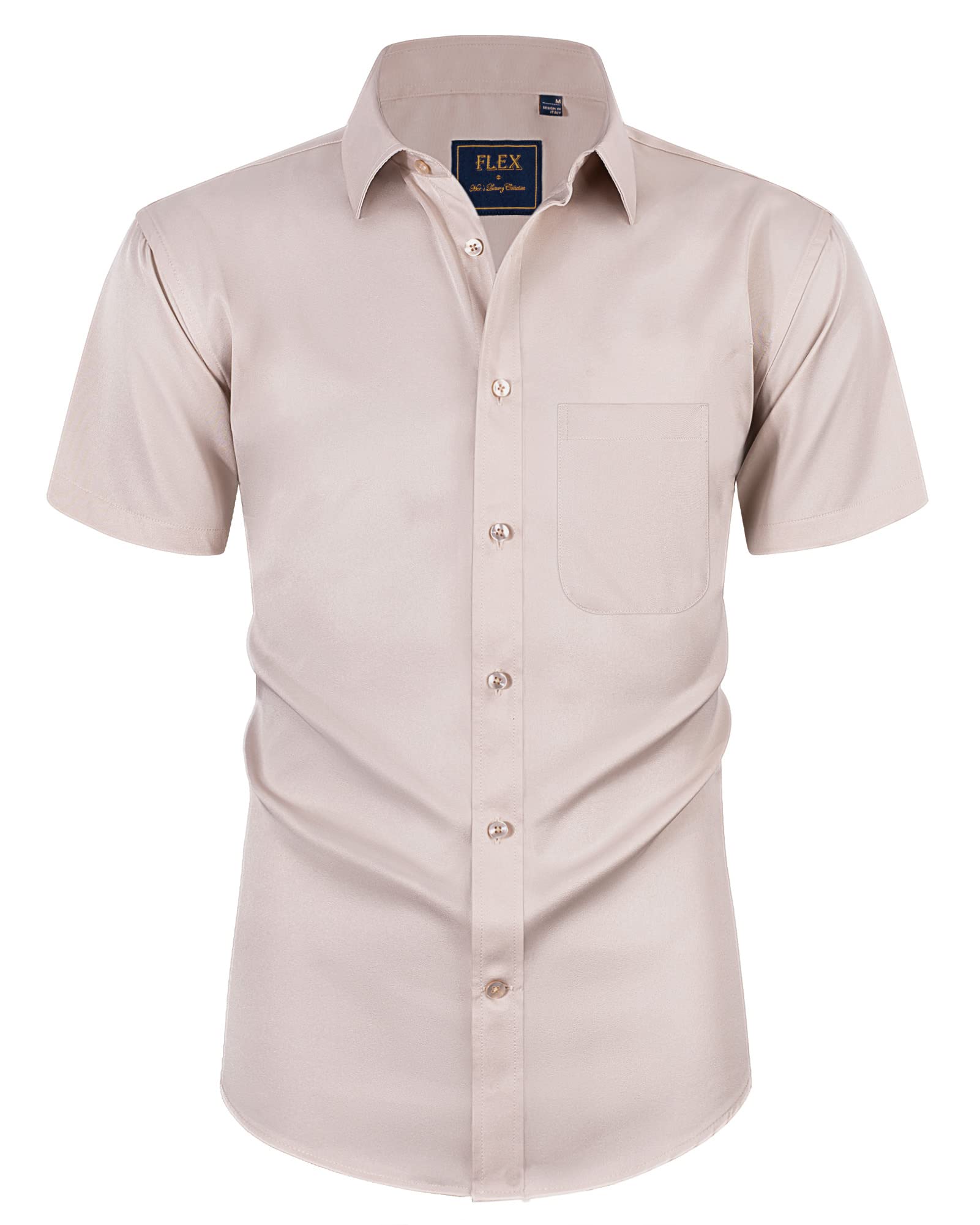 siliteelon Herren Kurzarm Hemden Casual Regular Fit Bügelfrei Business Hemd Faltenfrei Formales Hemd mit Tasche