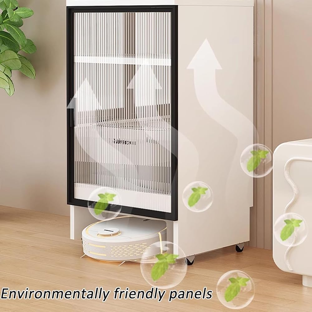 Gabinete De Almacenamiento De Vacío Para Robot Móvil, Gabinete De Soporte Para Robot De Vacío Con Puertas De Vidrio, Mesa Auxiliar De Varios Niveles Para Sala De Estar