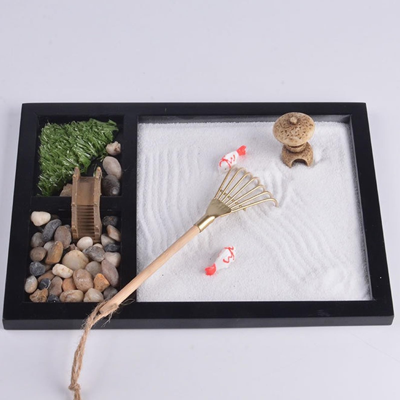 Vassoio sabbia paesaggio con ponte per Desktop Decor