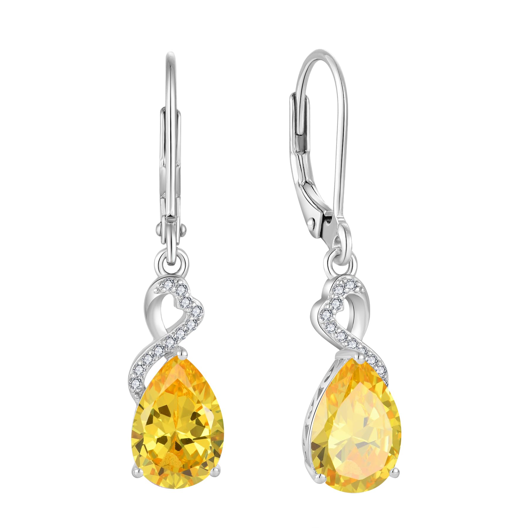 FJ Tropfen Hängend Ohrringe Damen 925 Sterling Silber Geburtsstein Ohrringe Schmuck Geschenke für Frauen