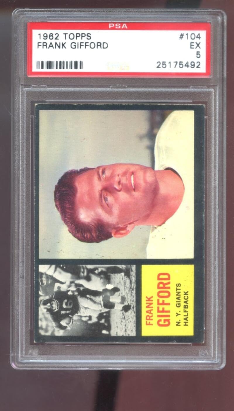 1962 Topps #104 Frank Gifford PSA 5 Graded Football Card NFL New York Giants