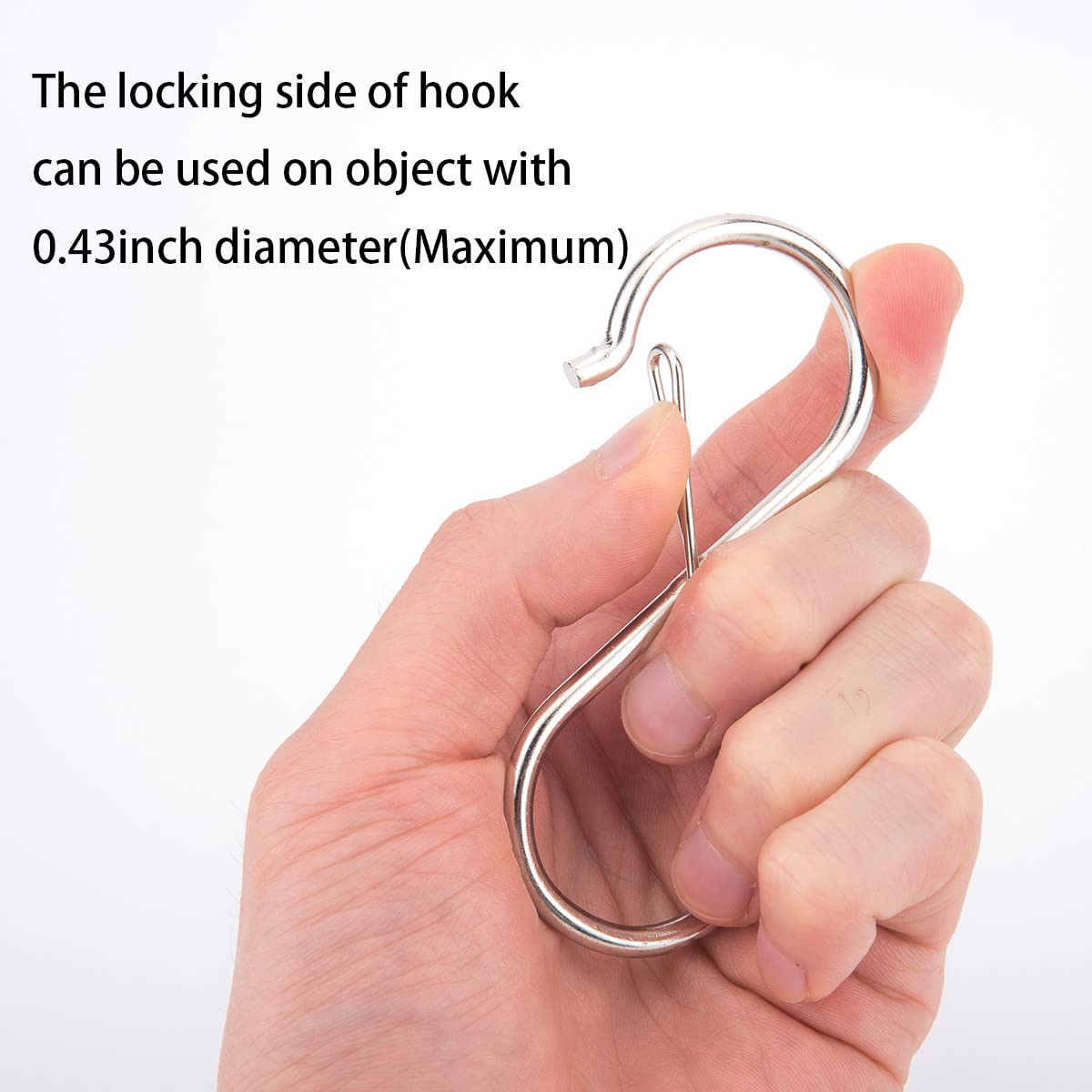 8PCS Heavy Duty S Hooks With Safety Lock - 3.5 Inch, Black, Rustproof For Hanging Kitchen & Closet - View #5