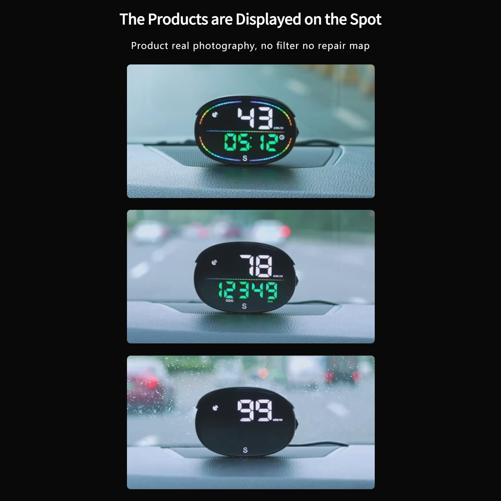 Tachimetro GPS Head Up Display universale per auto da 3 pollici, Car Head Up Display con velocità, ora, bussola, avviso di velocità eccessiva, misurazione del chilometraggio, allarme di guida a fatica