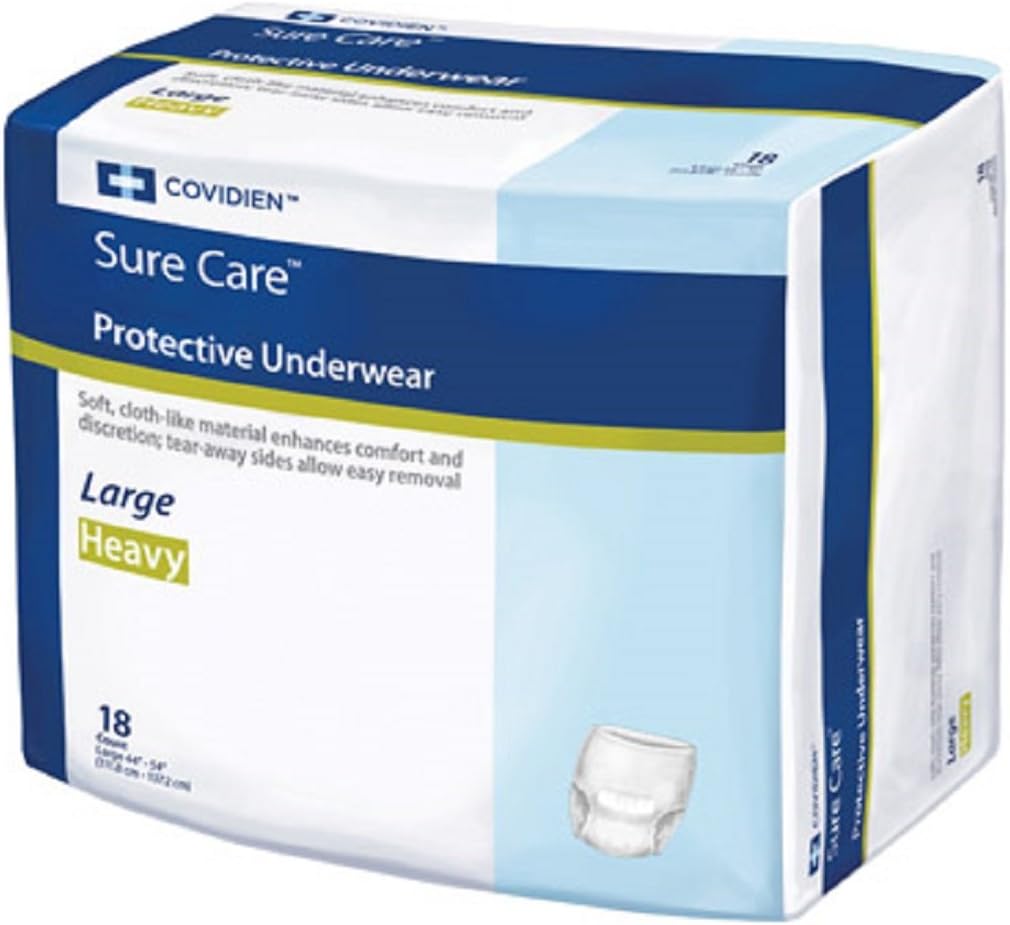 Surecare Protective Underwear, Large, Heavy Absorbency Pull On, 1615, 18 Count (Pack of 4)