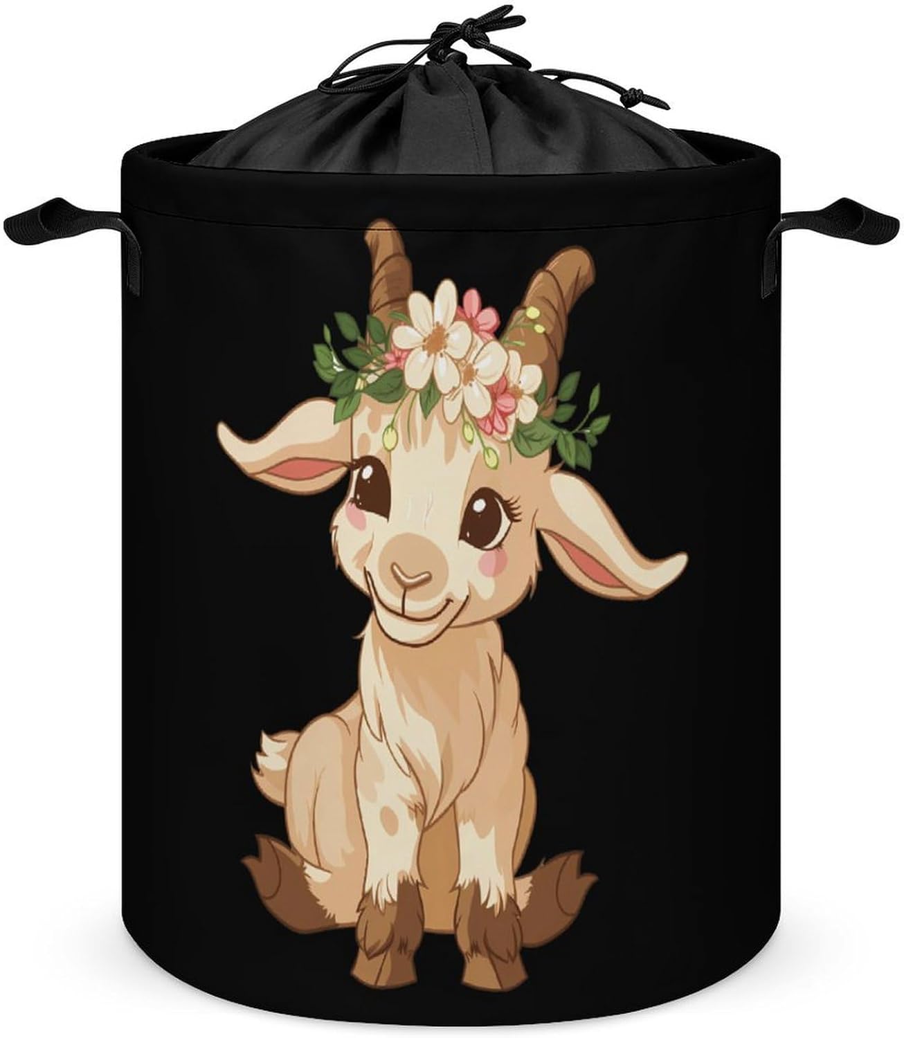 Goat Laundry Basket Dirty Clothes Hamper Storage Laundry Bag with Handles for Dorm Room 44x35cm