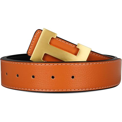 Aurolran Men&Womens Leather Dress Belt Business Automatic Buckle Belt Color-Black Silver Gold