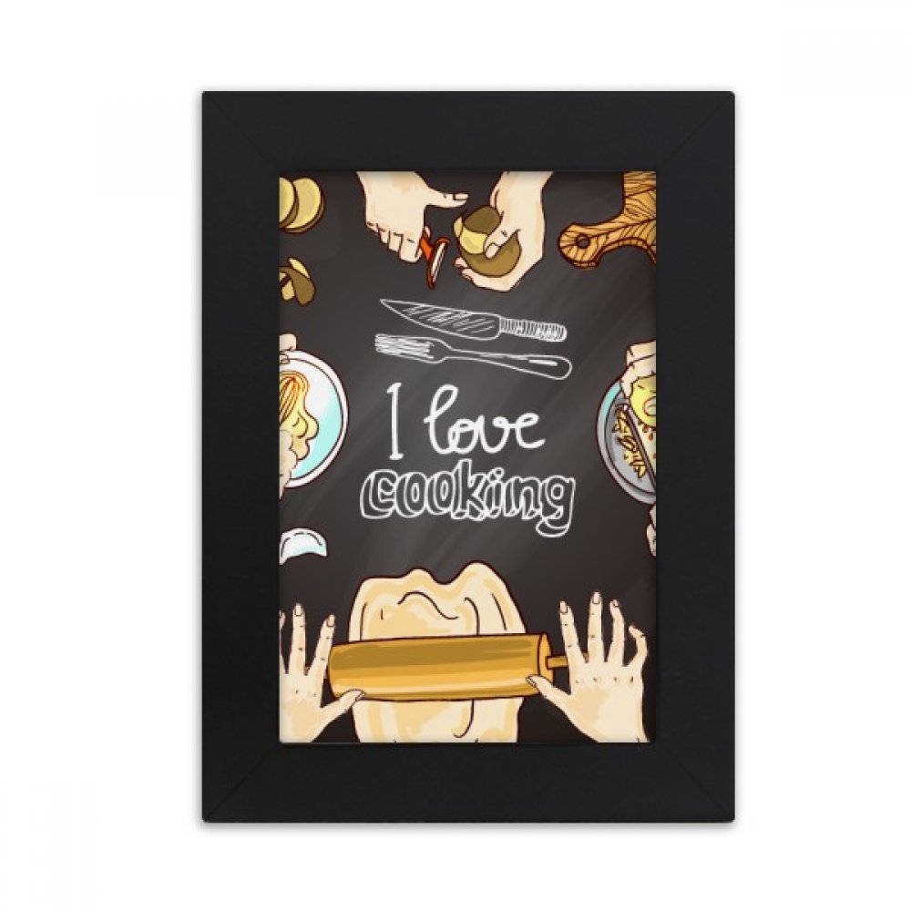 Cadre photo de bureau noir J'aime la Cuisine pour décorer votre intérieur avec élégance 5X7 pouces