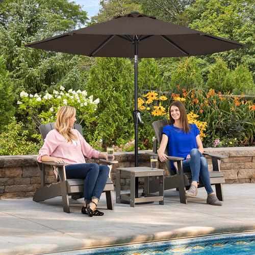 Image of ABCCANOPY 7.5FT OutdoorPatio Umbrella, UV Protection Table Umbrella w /Crank for Easy Set Up, Suitable for Garden, Lawn, Deck & Backyard (Coffee)