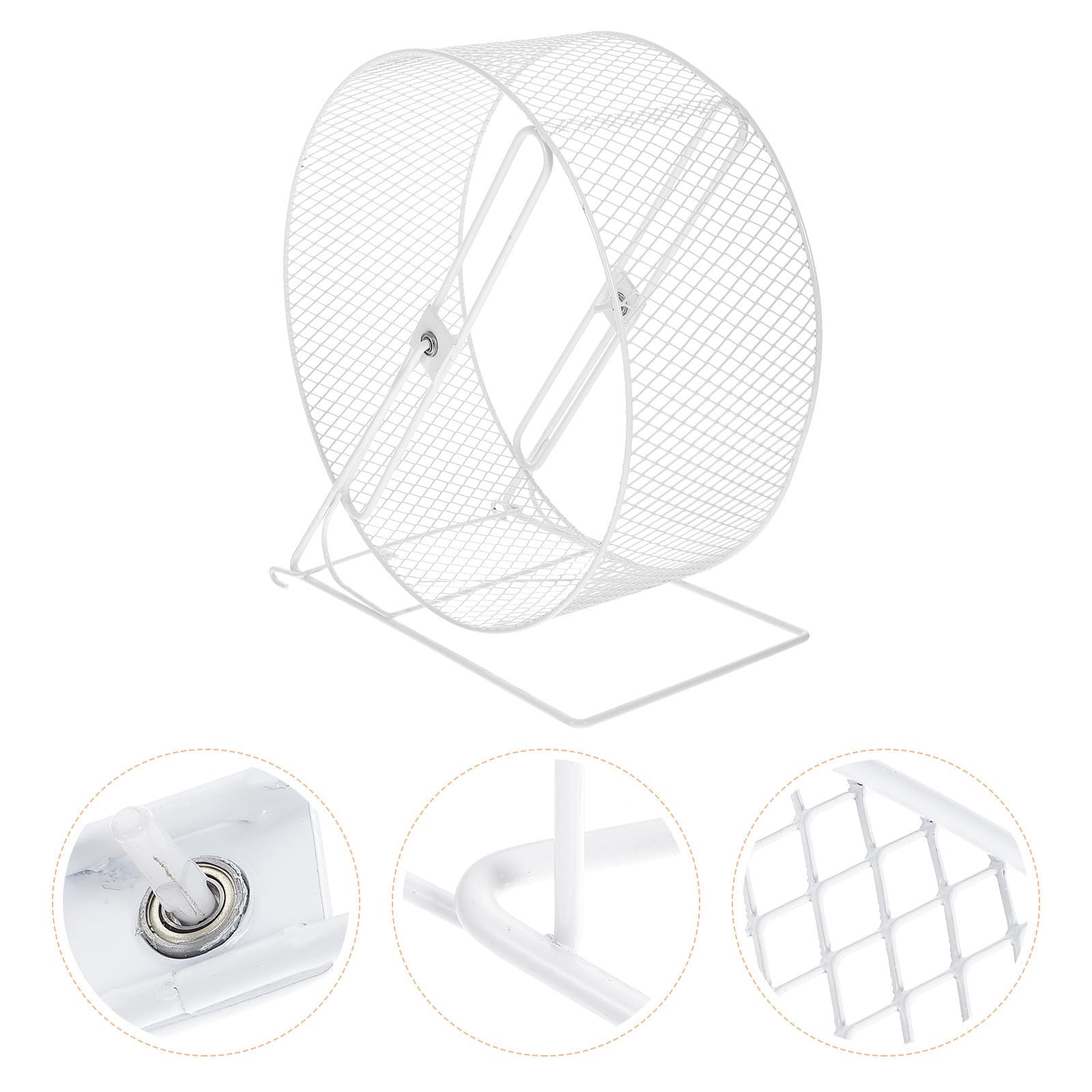 Roue de Hamster Silencieuse pour Hérisson et Écureuil d'exercice en Fer avec Support Blanc Accessoire pour Petits Animaux Actifs