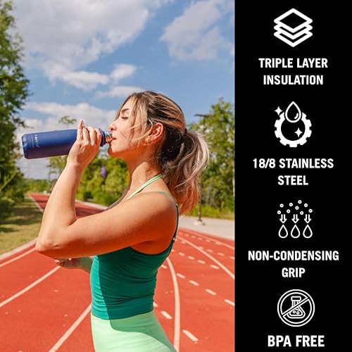 Miniatura 2 de Best in Class - Botella de agua de acero inoxidable aislada de triple pared con asa adicional incluida, bebidas frías durante 24 horas y calientes