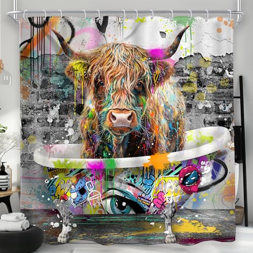 Ambzek AMB-HQYCHZ Duschvorhang Street-Art 183x183 cm